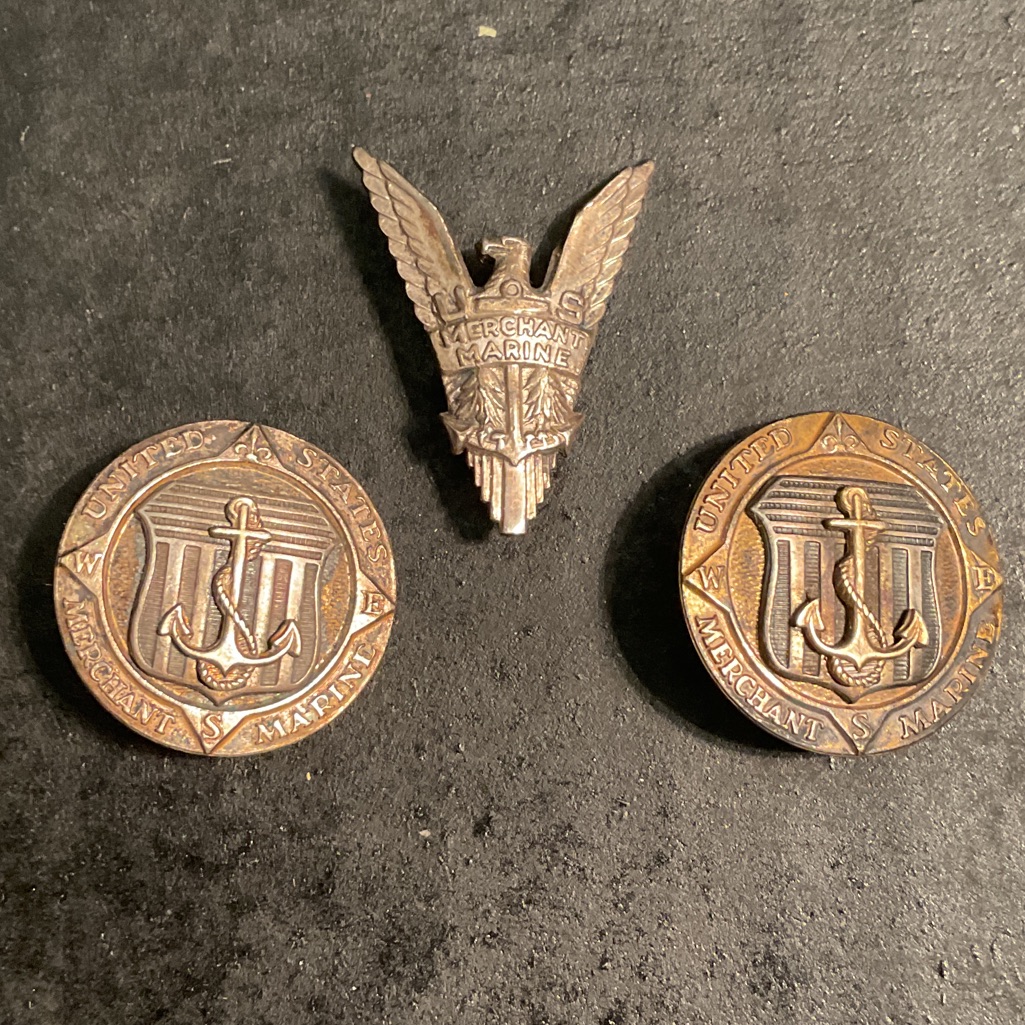 United States Merchant Marine Insignia Set All Marked Sterling